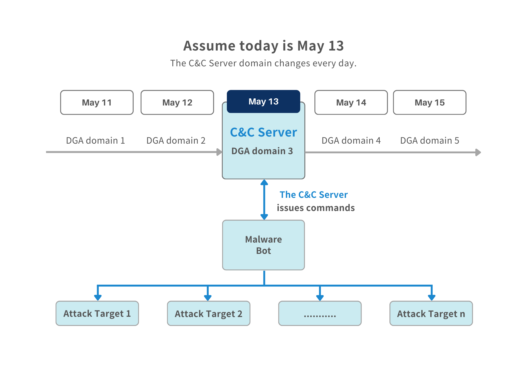 DGA domains, C&C Server and Botnet